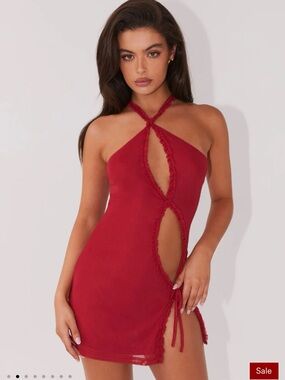 Peppermayo Midnight Rhapsody Ruffle Mini Dress - Red